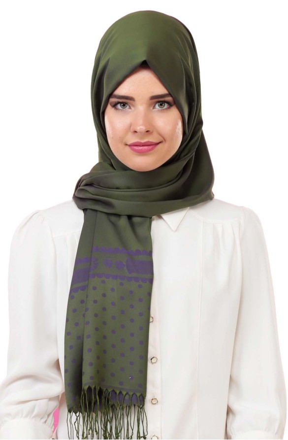 Cachmira Desenli Viskon Zümrüt Şal